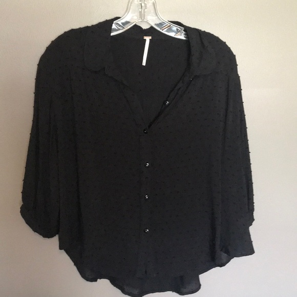 Free People Tops - Free people textured black blouse